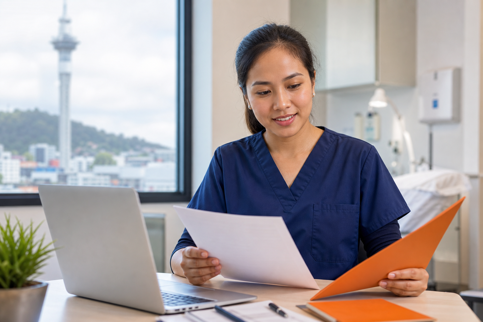 Professional reviewing New Zealand skilled migrant visa documents